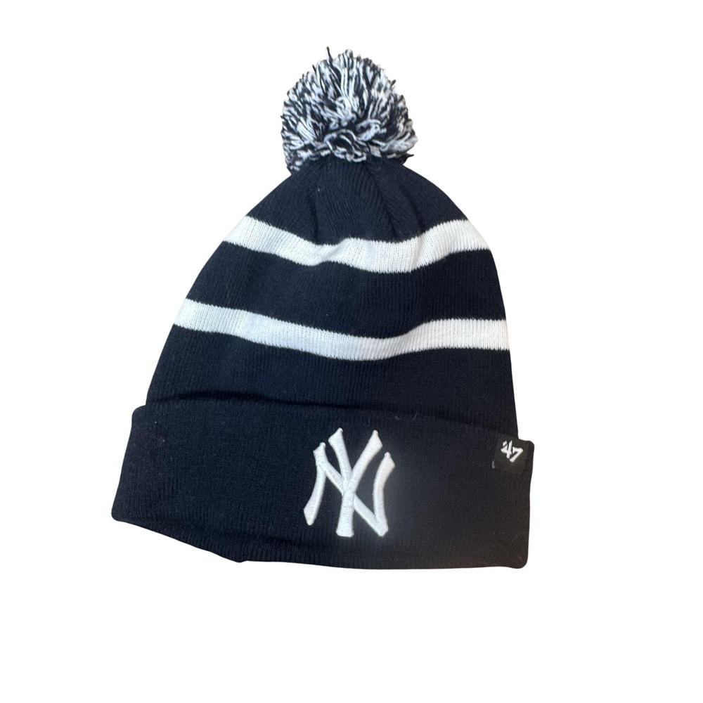 New York Yankees‎ Hat Beanie Mens One Size Black MLB Baseball '47 Pom Knit